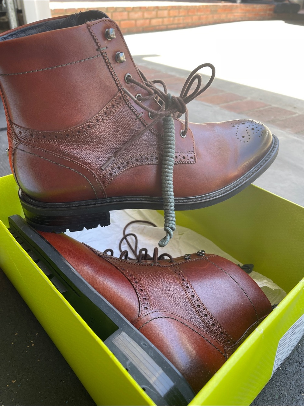 Men's Ted Baker Leather Brogue Lace-Up Boots - Brown